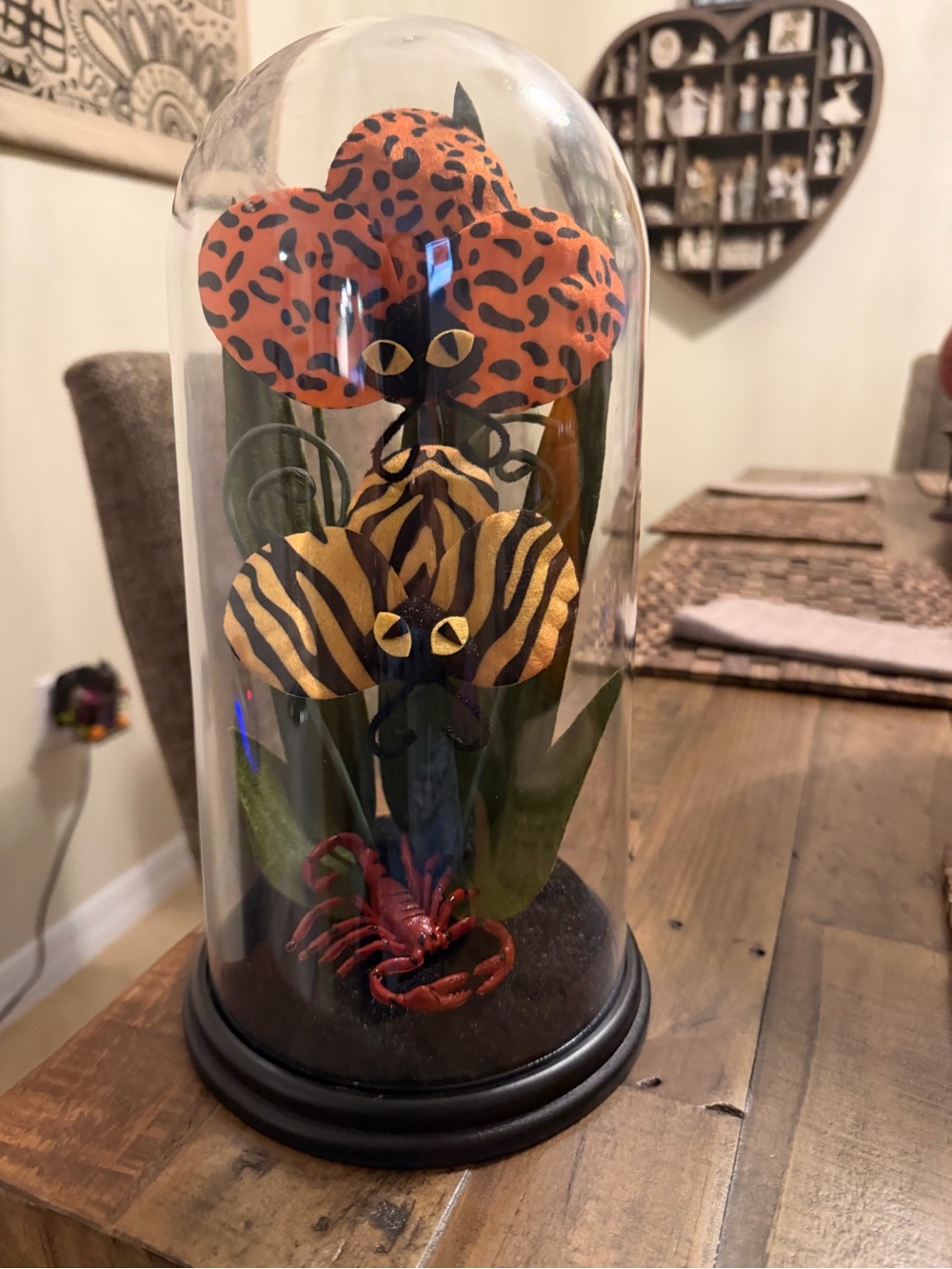 Halloween Orange & Gold Floral Dome Sculpture — Decorative Table Art